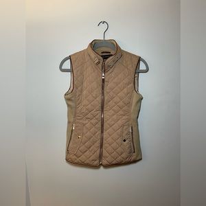 Zara Woman Puffer Vest, Tan, Size Small